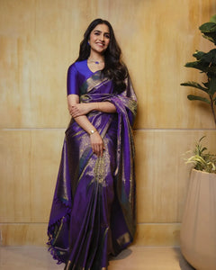 Comely Royal Blue Soft Silk Saree With Evocative Blouse Piece