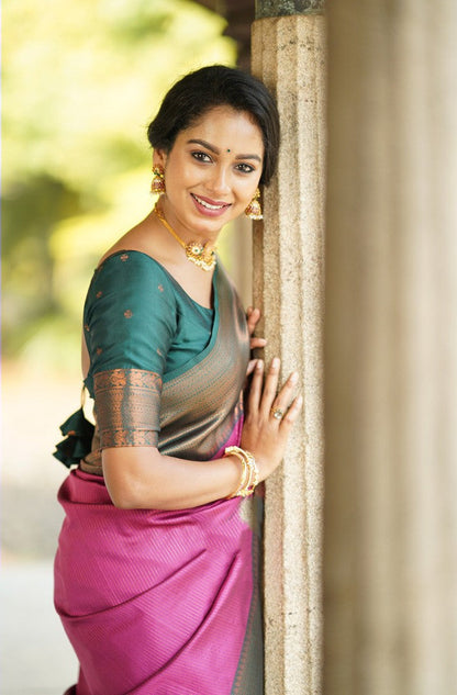 Marvellous Dark Pink Soft Silk Saree With Girlish Blouse Piece