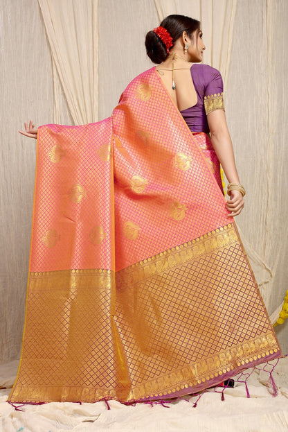 Radiant Pink Soft Silk Saree With Incredible Blouse Piece