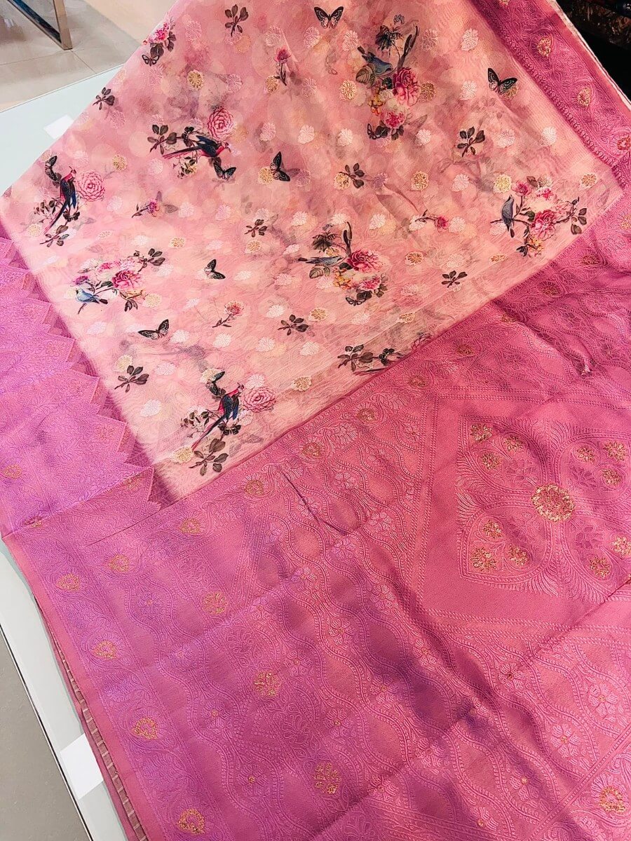 Sophisticated Pink Cotton Silk Saree With Charming Blouse Piece