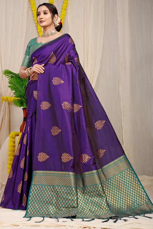 Most Flattering Royal Blue Soft Banarasi Silk Saree With Lissome Blouse Piece