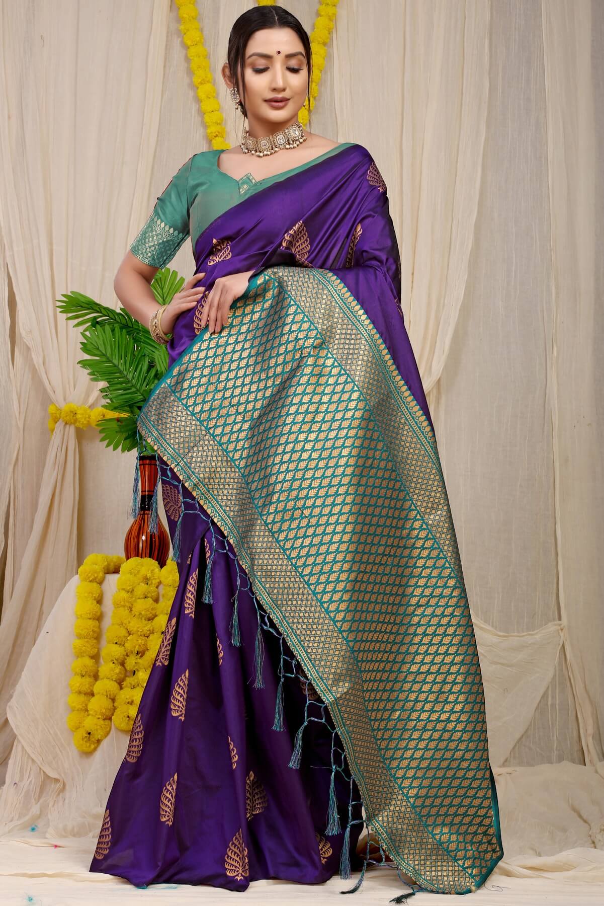 Most Flattering Royal Blue Soft Banarasi Silk Saree With Lissome Blouse Piece