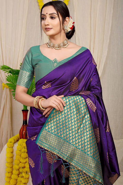 Most Flattering Royal Blue Soft Banarasi Silk Saree With Lissome Blouse Piece