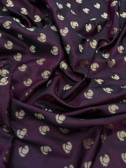 Felicitous Wine Banarasi Satin Silk Saree With Improbable Blouse