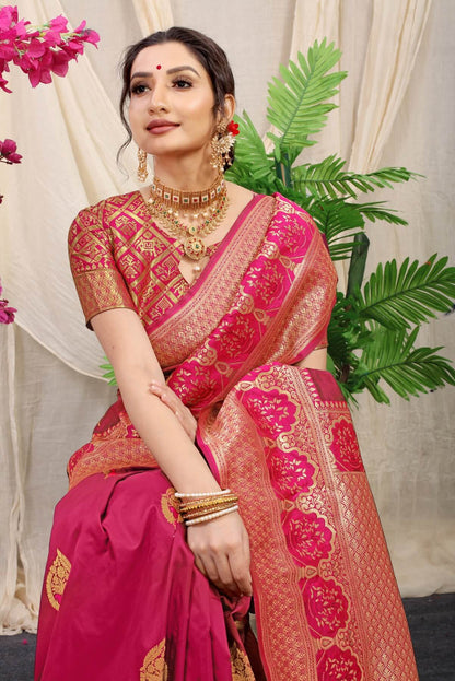 Mellifluous Purple Kanjivaram Silk With Sizzling Blouse Piece