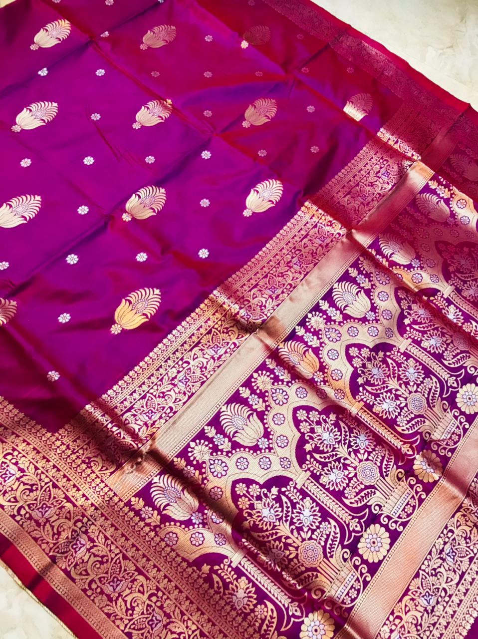 Quintessential Wine Kanjivaram Silk With Demure Blouse Piece