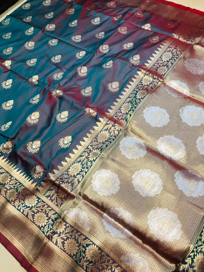 Confounding Grey Kanjivaram Silk With Effervescent Blouse Piece