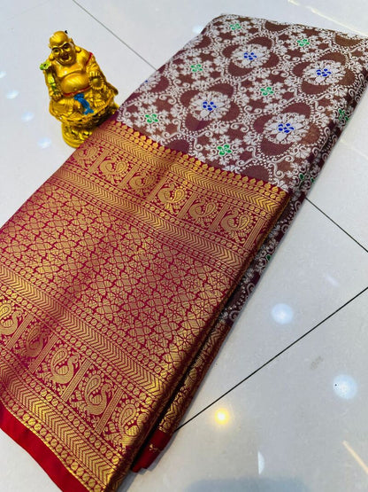 Lassitude Wine Kanjivaram Silk and Angelic Blouse Piece
