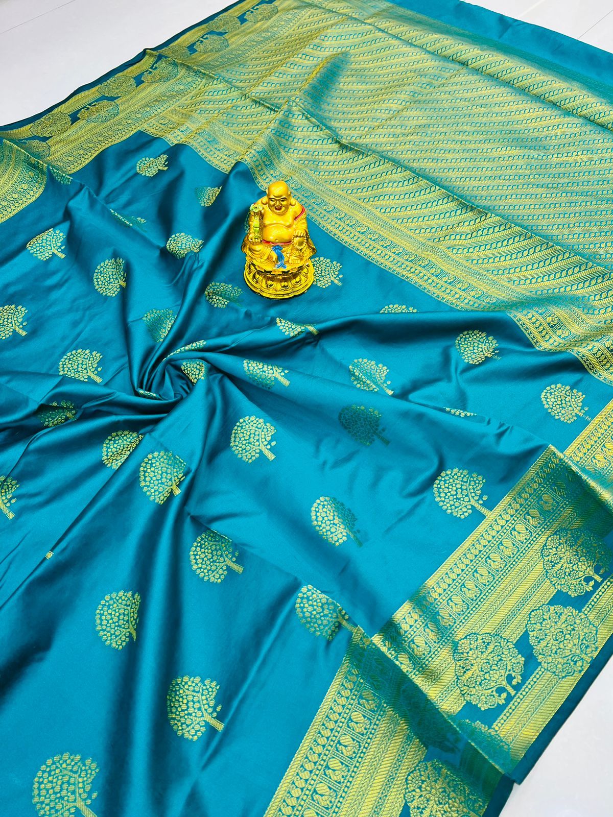 Wonderful Firozi Soft Banarasi Silk Saree With Supernal Blouse Piece
