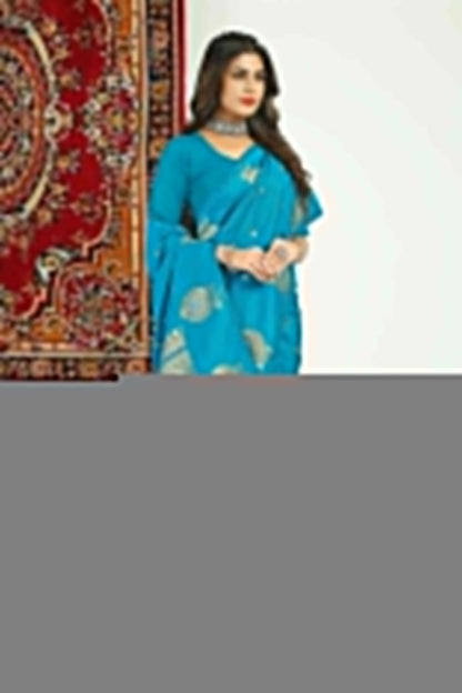 Capricious Firozi Banarasi Silk Saree With Unique Blouse Piece
