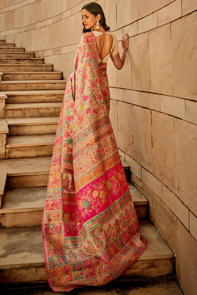 Traditional Dark Beige Pashmina Saree With Dalliance Blouse Piece