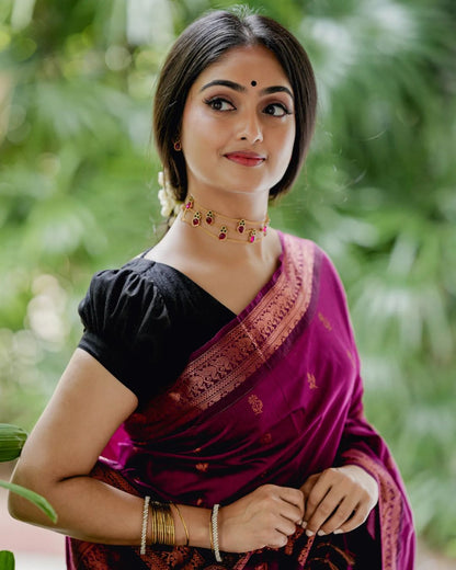 Invaluable Purple Soft Silk Saree With Angelic Blouse Piece