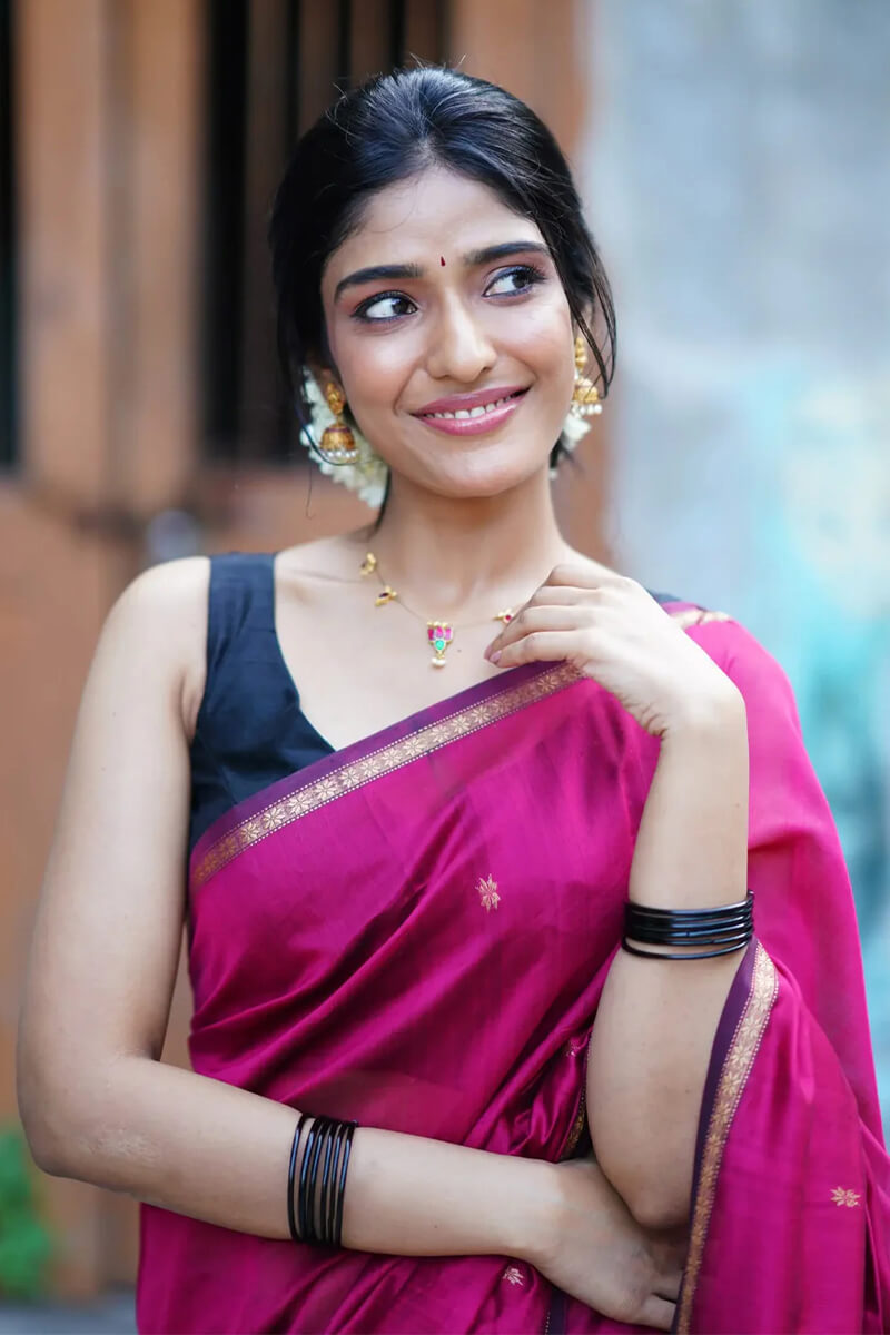 Smashing Dark Pink Cotton Silk Saree With Prodigal Blouse Piece