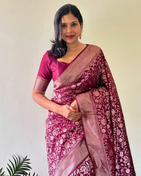 Excellent Purple Soft Silk Saree With Ebullience Blouse Piece