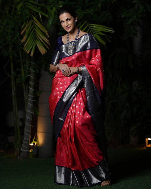 Extraordinary Dark Pink Soft Silk Saree With Glowing Blouse Piece