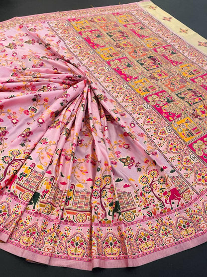 Opulent Pink Pashmina Saree With Ratatouille Blouse Piece