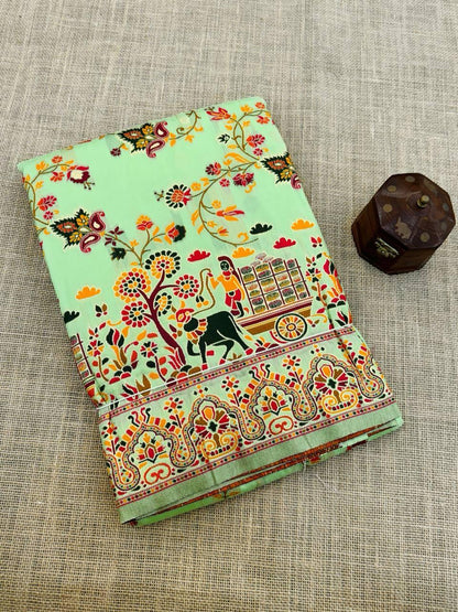 Woebegone Pista Pashmina Saree With Flattering Blouse Piece