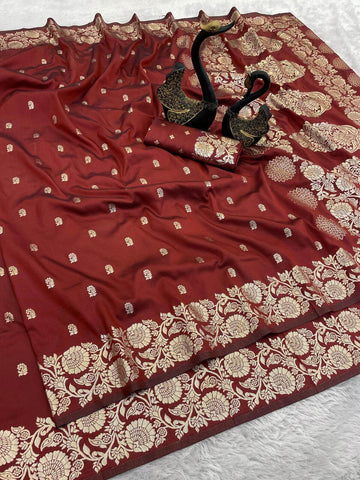 Amiable Royal Blue Soft Banarasi Silk Saree With Artistic Blouse Piece