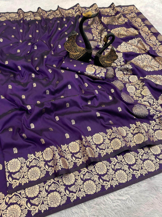 Scintilla Purple Soft Banarasi Silk Saree With Tempting Blouse Piece