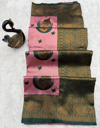 Divine Baby Pink Soft Silk Saree With Excellent Blouse Piece