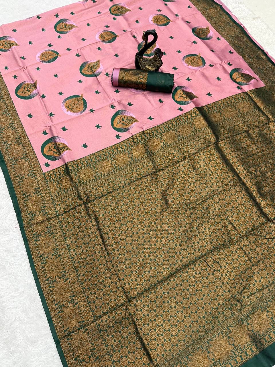 Divine Baby Pink Soft Silk Saree With Excellent Blouse Piece