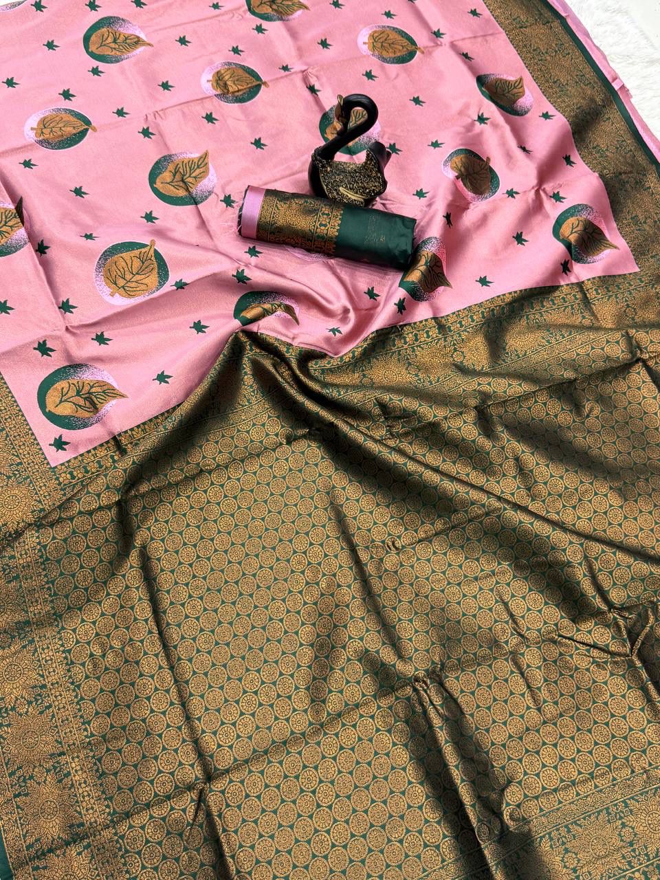 Divine Baby Pink Soft Silk Saree With Excellent Blouse Piece