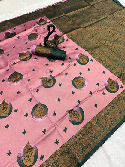 Divine Baby Pink Soft Silk Saree With Excellent Blouse Piece