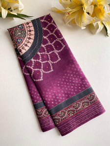 Intricate Magenta Embroidery Work Soft Silk Saree With EngrossingBlouse Piece