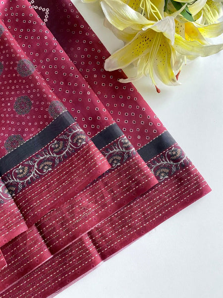Majesty Maroon Embroidery Work Soft Silk Saree With Pleasant Blouse Piece
