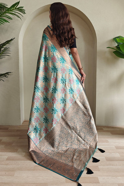 Ailurophile Rama Soft Banarasi Silk Saree With Admirable Blouse Piece
